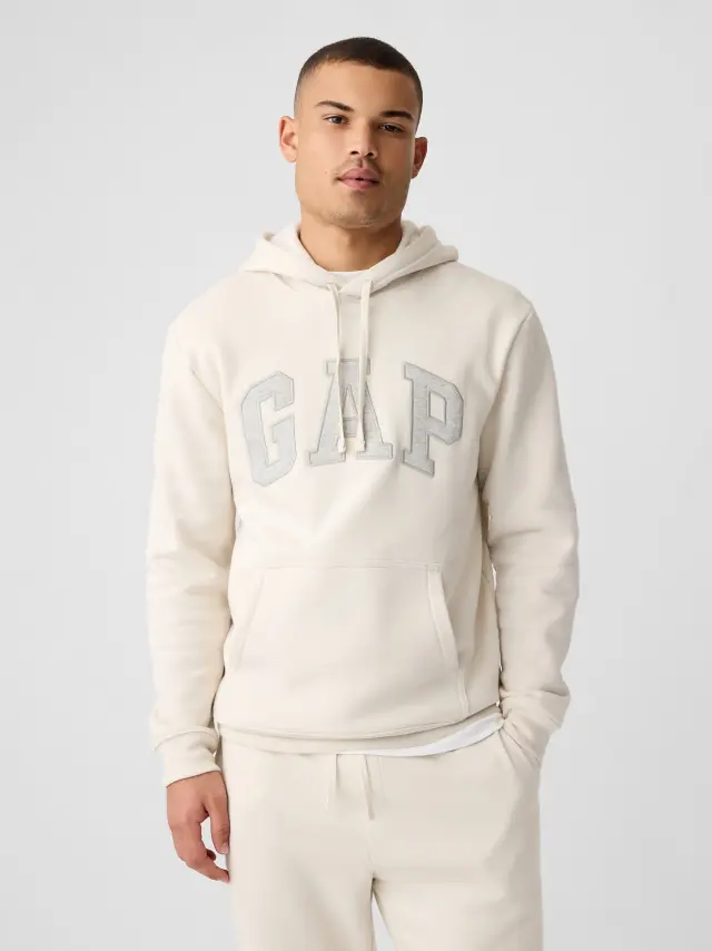 Gap Logo Φούτερ με Κουκούλα unbleached white