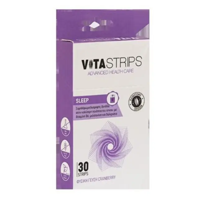 Vitastrips Sleep Συμπλήρωμα Διατροφής για τον Ύπνο με Φυσική Γεύση Κράνμπερι 30 τμχ 3