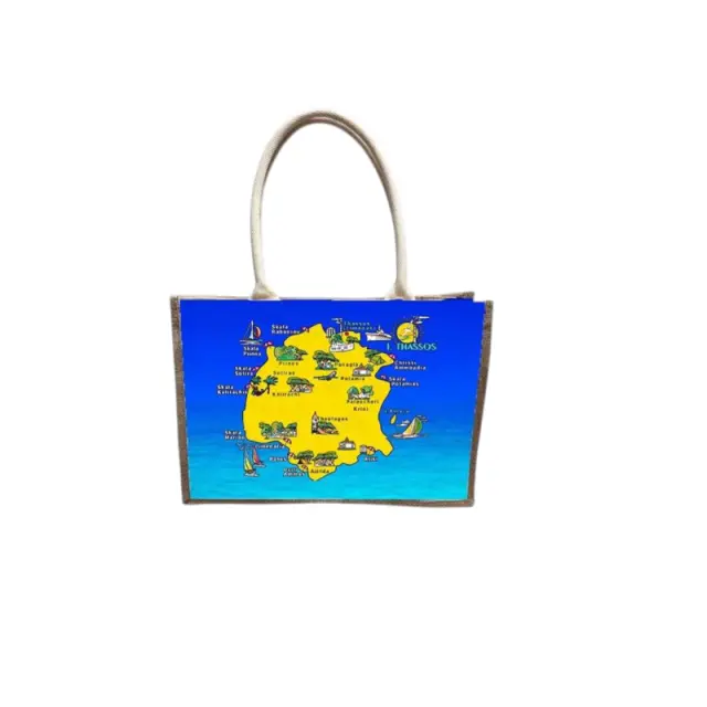 Τουριστική τσάντα λινή με κουμπί - Thassos - 36*25*16cm - 871894