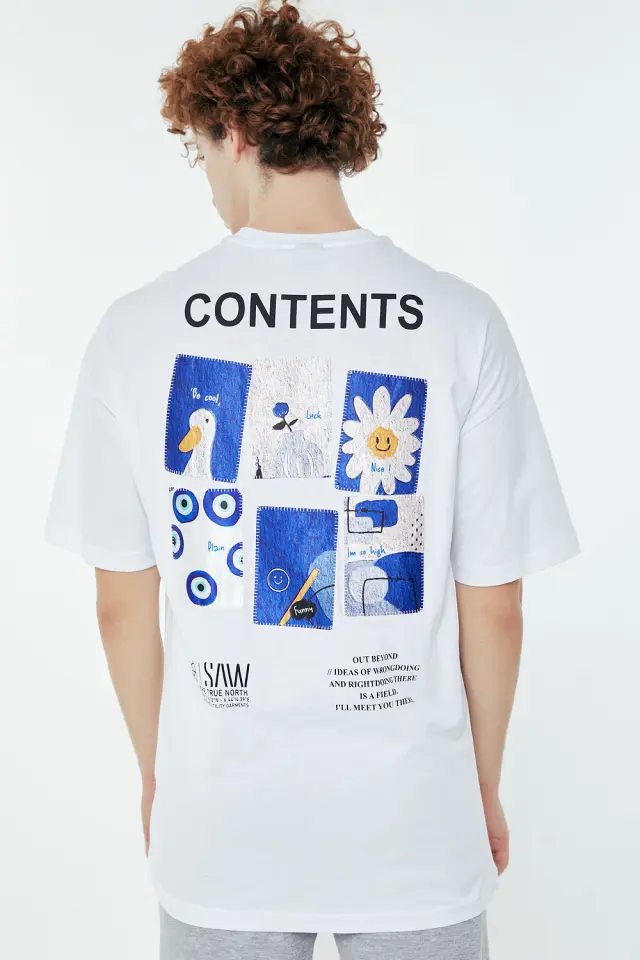 T-Shirt Βαμβακερό Contents Λευκό 3