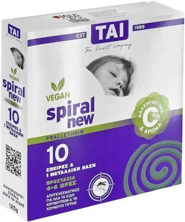 Tai Spiral Vegan Φιδάκι για Κουνούπια 10 σπείρες Χωρίς Άρωμα