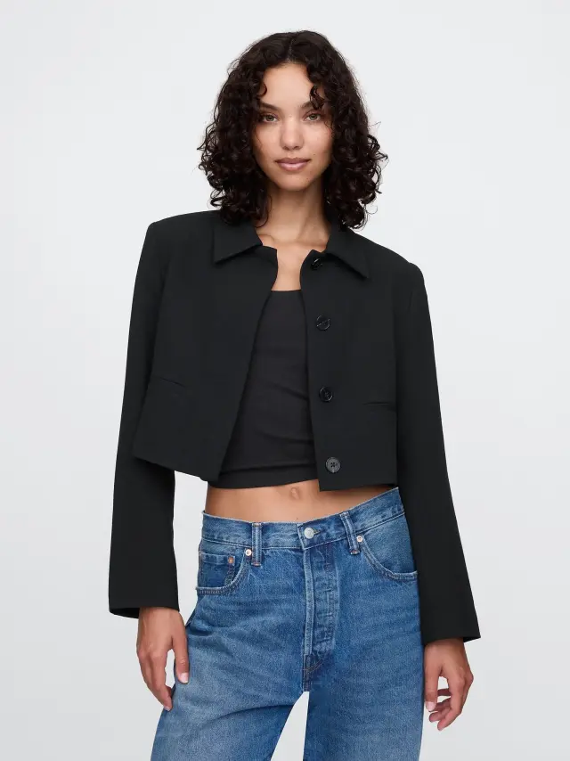 Μαύρο Cropped Jacket Πανωφόρι Black - S