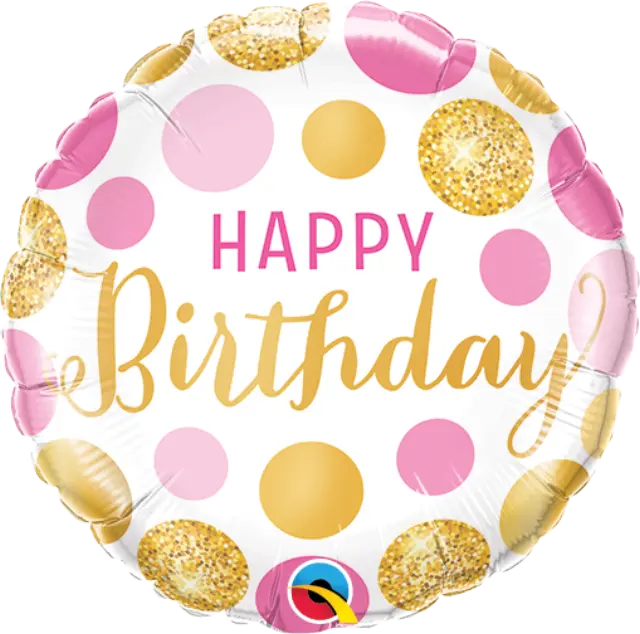 Μπαλόνι Φοιλ 9 Birthday Pink & Gold Dots 23 εκ