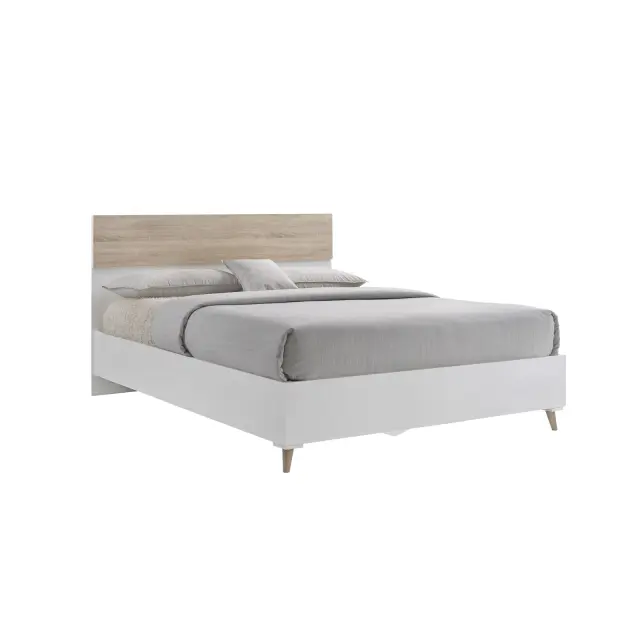 Κρεβάτι Διπλό ALIDA Sonoma/Λευκό Μοριοσανίδα 157x203x100cm (Για Στρώμα 150x200cm)