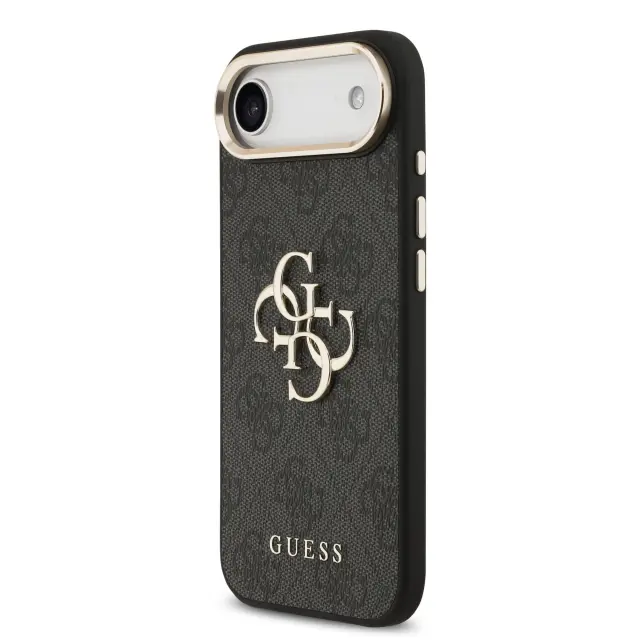 Guess PU Leather 4G Metal Logo Gold Frame Case for iPhone Air Black 2