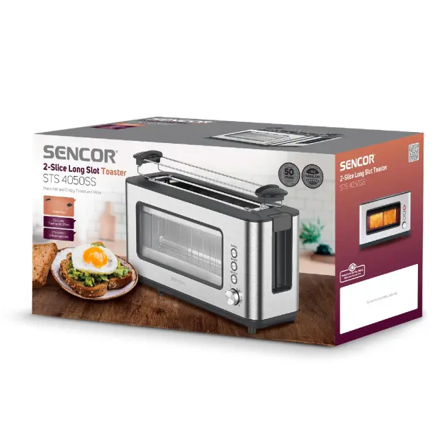 Φρυγανιέρα Sencor STS 4050SS 1200W με Μεγάλη Υποδοχή Ασημί 2