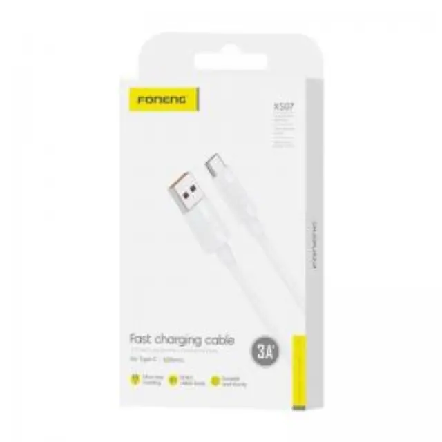 Καλώδιο Σύνδεσης USB 2.0 Foneng XS07 USB A σε USB C 15W 3Α 1.2m Λευκό N68719 3