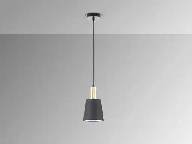 Κρεμαστό φωτιστικό Gisela black brass E27 με υφασμάτινο καπέλο Μαύρο Σατινέ ορείχαλκος