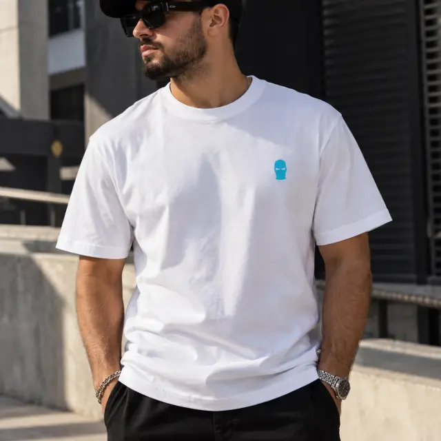 Ghetto T-Shirt White – Blue Mask 2