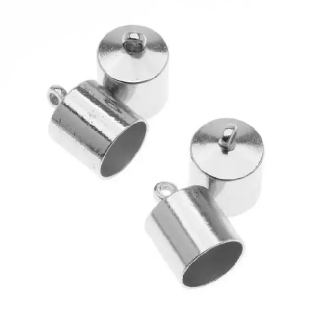 Ακροδέκτης - 12.5x9mm - Εσωτ.Διαμ. 8mm - Silver Plated - 4τεμ