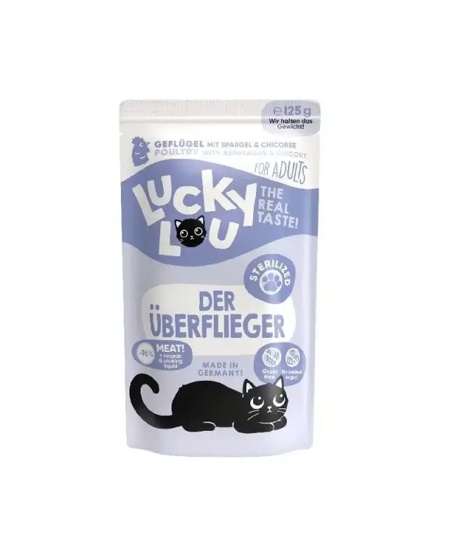 Lucky Lou LifeStage Adult Sterilized Πουλερικά (με Σπαράγγι & Κιχώριο) 125gr