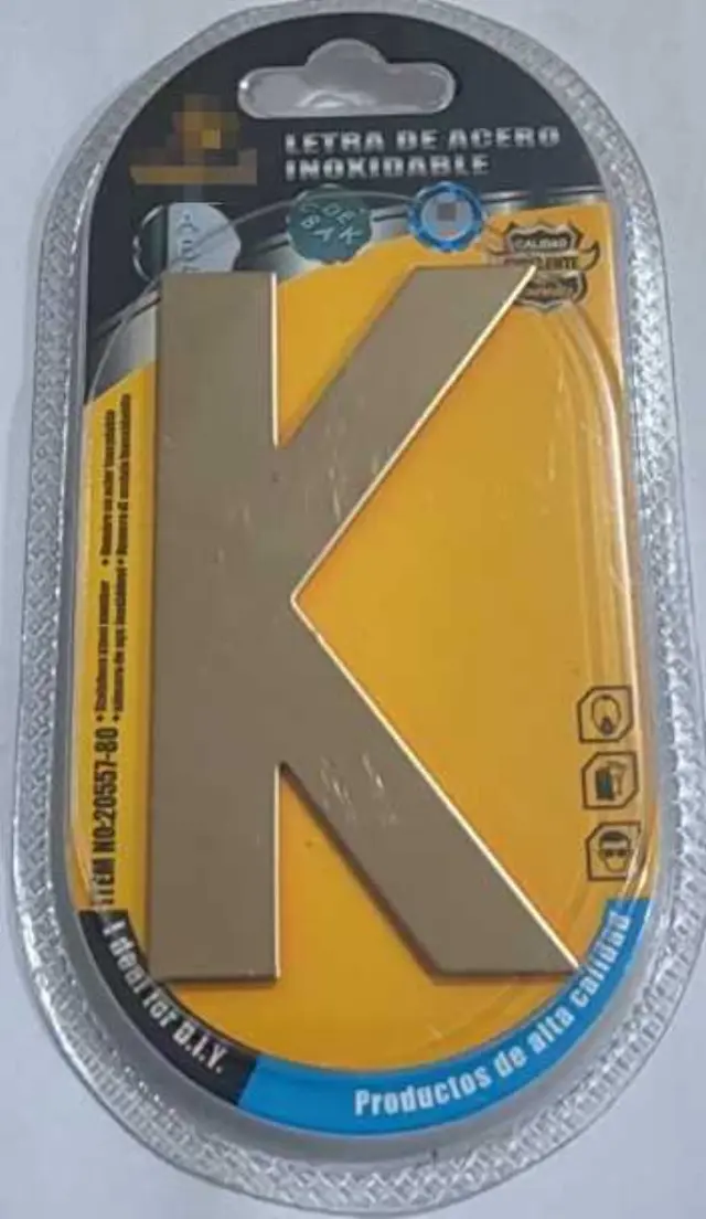 Αυτοκόλλητη μεταλλική πινακίδα γράμμα K - 8cm - Σετ 12 τεμάχια - 204346 2