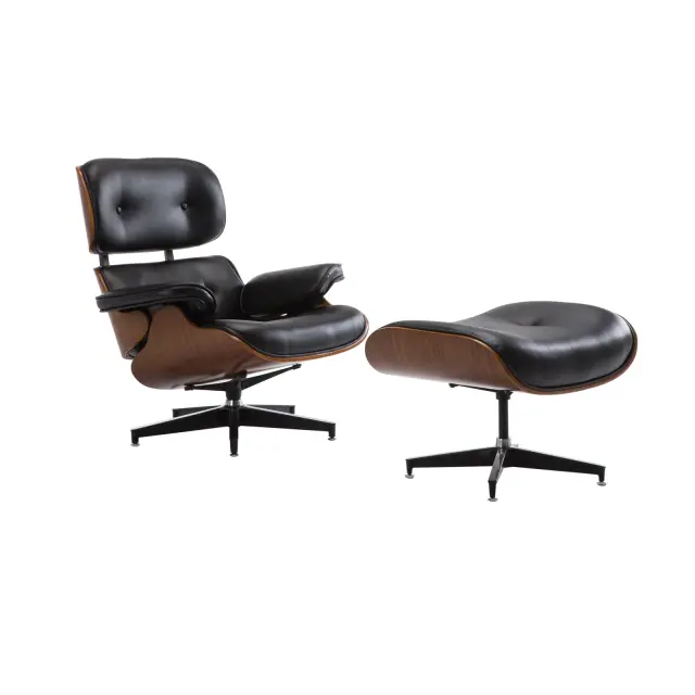 Πολυθρόνα RELAX PU Μαύρο 87x83x89(Σκαμπώ 65x55x48)cm