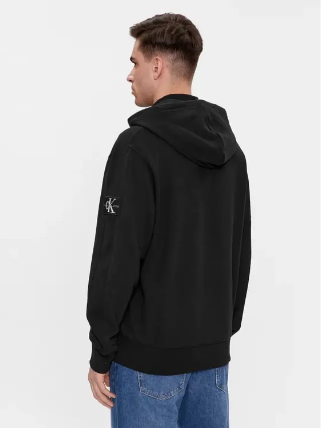 Calvin Klein - Ανδρική Ζακέτα Badge HWK Zip-Through με Φερμουάρ και Κουκούλα Regular Fit J30J324956-BEH Μαύρο - XL 3