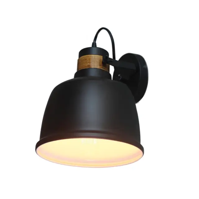 AcaLights ΑΠΛΙΚΑ ΜΕΤΑΛΛΙΚΗ 1ΧE27 Φ20CM ΜΑΥΡΗ &amp ΑΠΟΧΡ.ΞΥΛΟΥ ERNEST