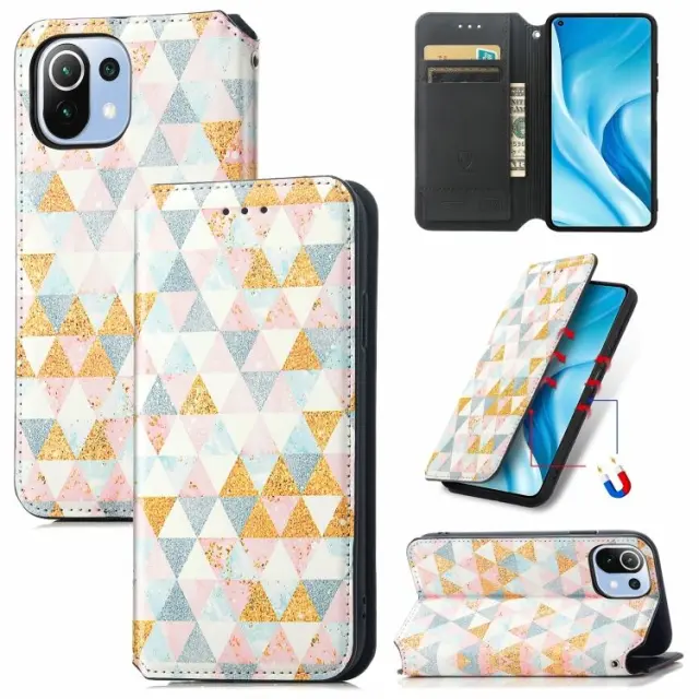 Θήκη Βιβλίο Με Δυνατότητα Stand για Xiaomi Mi 11 Lite 4G/5G - Colourful Rombus OEM 2