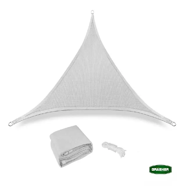 Grasher Ε220 Πανί σκίασης τρίγωνο με κρίκους 180gr/m² 3,6x3,6x3,6m Γκρί / 103611
