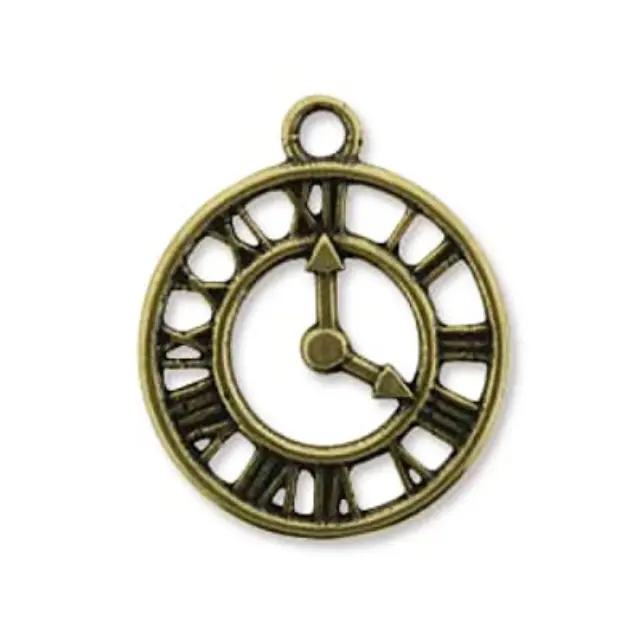 Χυτό Pewter - Open Roman Clock 15.6mm - Antique Brass - 2τεμ