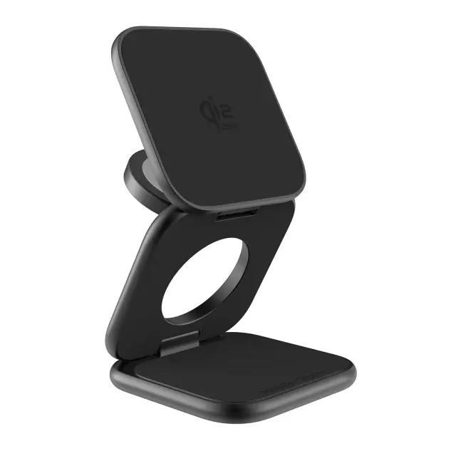 Mobile Origin 3in1 Qi2 25W UltraSlim Foldable Charger PW36 MagSafe Compatible Matte Black 2