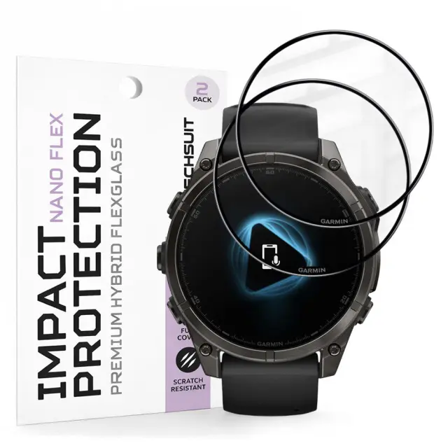 Techsuit® Nano Flex (2 pack) για Garmin Fenix 8/ Fenix 8 Pro 47mm - Black