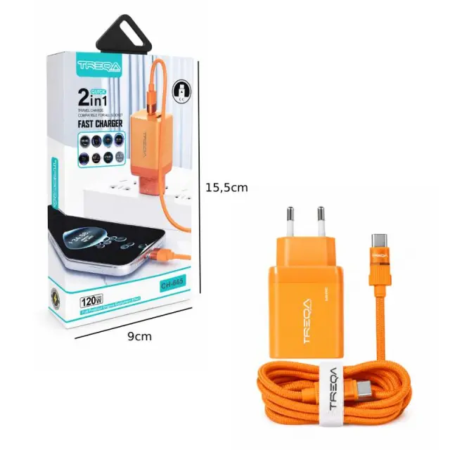 Treqa Φορτιστής Ταχείας Φόρτισης 120W GaN με Καλώδιο Type-C CH-665 - Fast Charger 017241 3