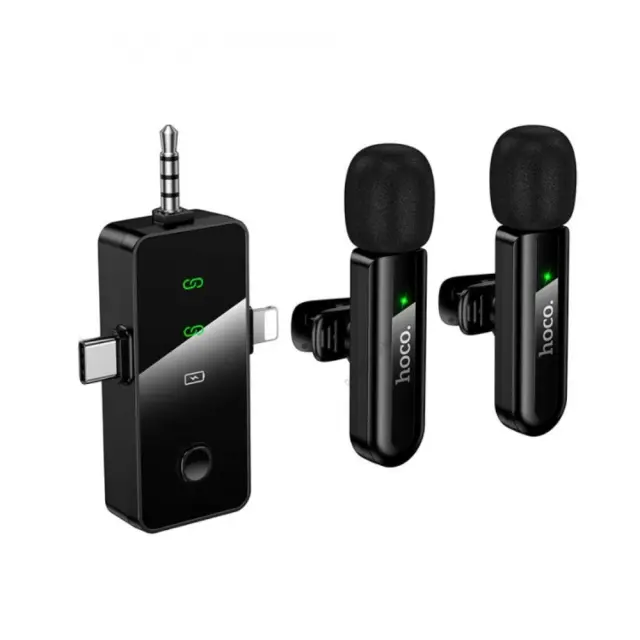 Σετ Μικρόφωνα Πέτου Ασύρματα Hoco L20C Fair Lavalier USB-C AUX Lightning 2.4Ghz Εμβέλεια 15m Digital Noise Cancellation ENC 7h Λειτουργίας