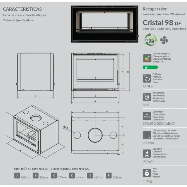 C&A Chama Cristal 98 DF Ενεργειακό Τζάκι Ξύλου 3