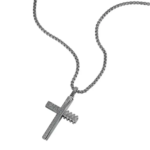 POLICE Crosstone Charcoal Stainless Steel Necklace PEAGN0078802