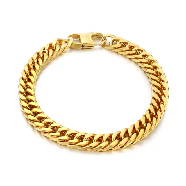 10mm Χρυσό Chain Βραχιόλι Ανοξείδωτο Ατσάλι 21cm