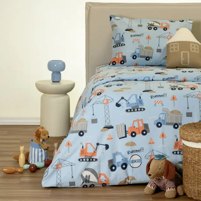 ΣΕΤ ΣΕΝΤΟΝΙΑ ΦΑΝΕΛΕΝΙΑ ΜΟΝΑ (Λ) BOB BLUE (100X200+32) WINTER LINE KIDS MELINEN (Με Λάστιχο) 170Χ270