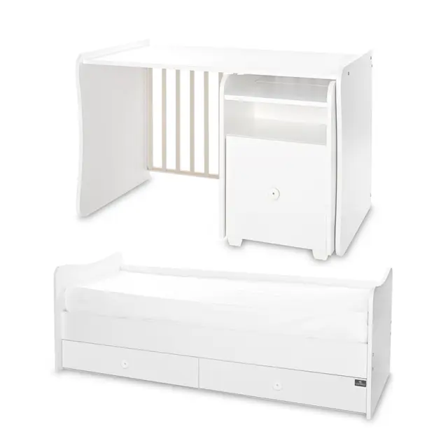 Lorelli Πολυμορφική κούνια - κρεβάτι "Trend Plus" 70/160 TRIO White - Stone grey Λευκό 2