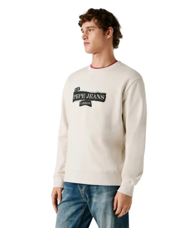 Pepe Jeans - Ανδρική Μακρυμάνικη Μπλούζα Φούτερ Gus Crew PM5800066-804 Εκρού 2