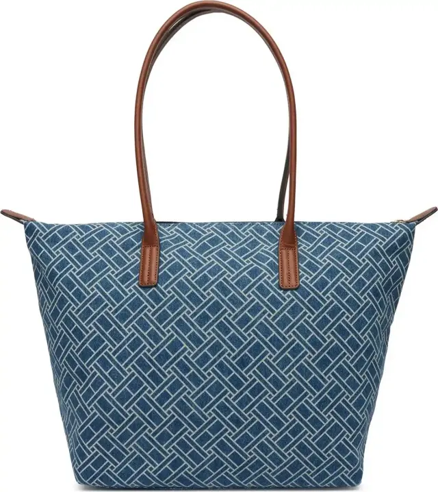 Tommy Hilfiger Γυναικεία Μεγάλη Τσάντα Tote Popette Denim Flag Μπλε 2