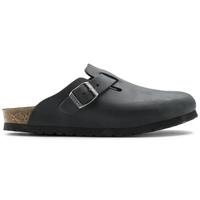 Ανατομικά Δερμάτινα Σαμπό Birkenstock Boston 0059461 Μαύρα Regular Fit Μαύρο - 40