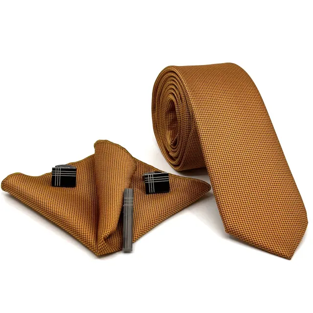 Σκουριά Rust Γραβάτα Oxford 6,5 cm με Ασορτί Μαντήλι