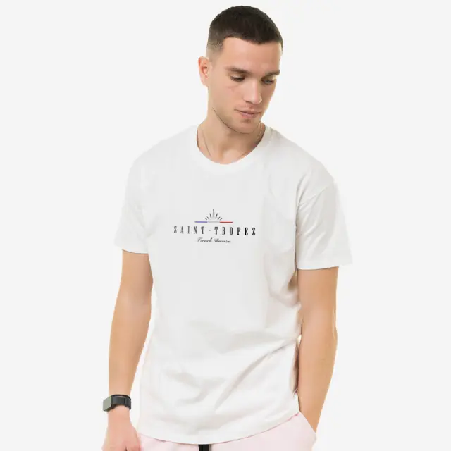 T-shirt Noshame® Λευκό με τύπωμα Saint Tropez - 122573 - XXL