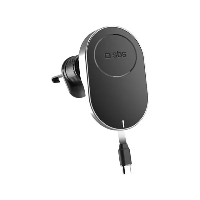 SBS Βάση Κινητού Αυτοκίνητου TESUPP15WRETRACABL with Wireless Charging MagSafe Black