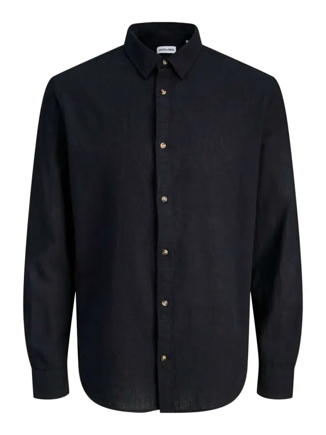 JJESUMMER LINEN BLEND SHIRT L/S SN Black