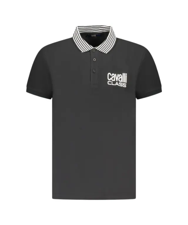 Cavalli Class - Ανδρική Μπλούζα T-Shirt Polo Short Sleeve TXT64EKB002-05051 Μαύρο