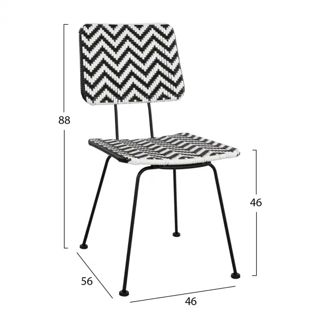 ΚΑΡΕΚΛΑ ΜΕΤΑΛΛΙΚΗ FB95693 ΜΕ WICKER ΜΑΥΡΟ ΛΕΥΚΟ 46x56x88Υ εκ. 2