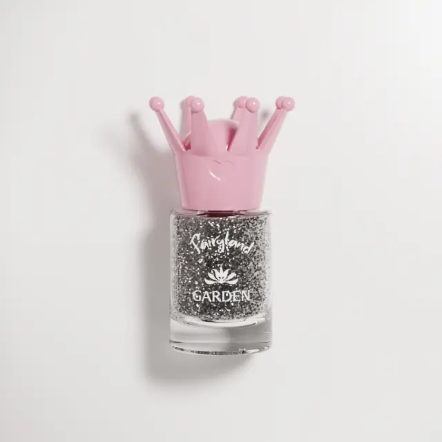 Garden Fairyland Nail Polish Glitter Silver Jiny 1, Παιδικό βερνίκι νυχιών με άρωμα φράουλα, 7.5ml