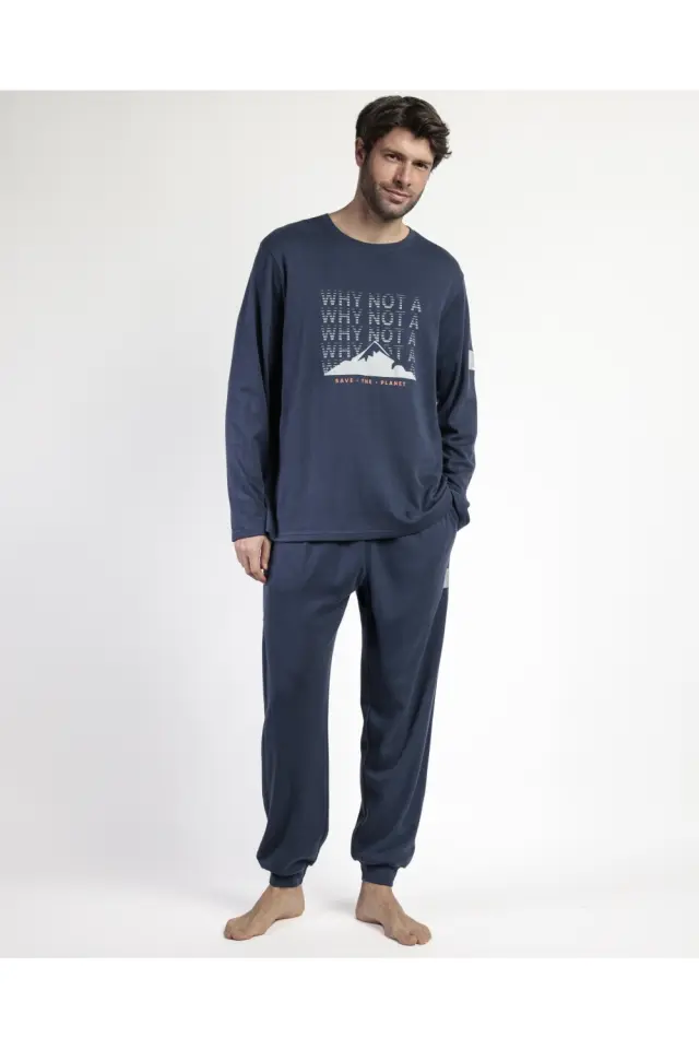 Admas New Plan Ανδρική Πιτζάμα Με Μανσέτες Denim - 2XL