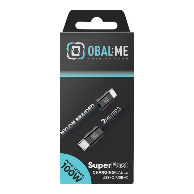 OBAL:ME Super Fast USB-C/USB-C Braided Cable 100W 2m Black 2