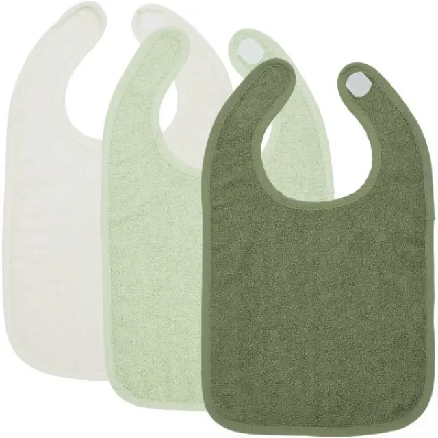 Meyco – Σετ 3 Βαμβακερές Σαλιάρες Offwhite/Soft green/Forest green