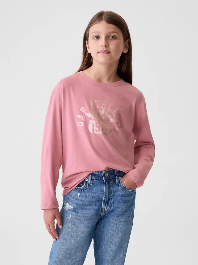Ροζ Παιδική Relaxed Athletic Logo Μπλούζα ELLE PINK - XXL