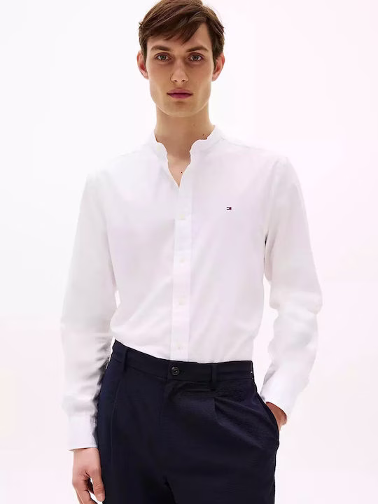 Tommy Hilfiger Μακρυμάνικo Πουκάμισο σε Κανονική Γραμμή Λευκο Άσπρο - XL