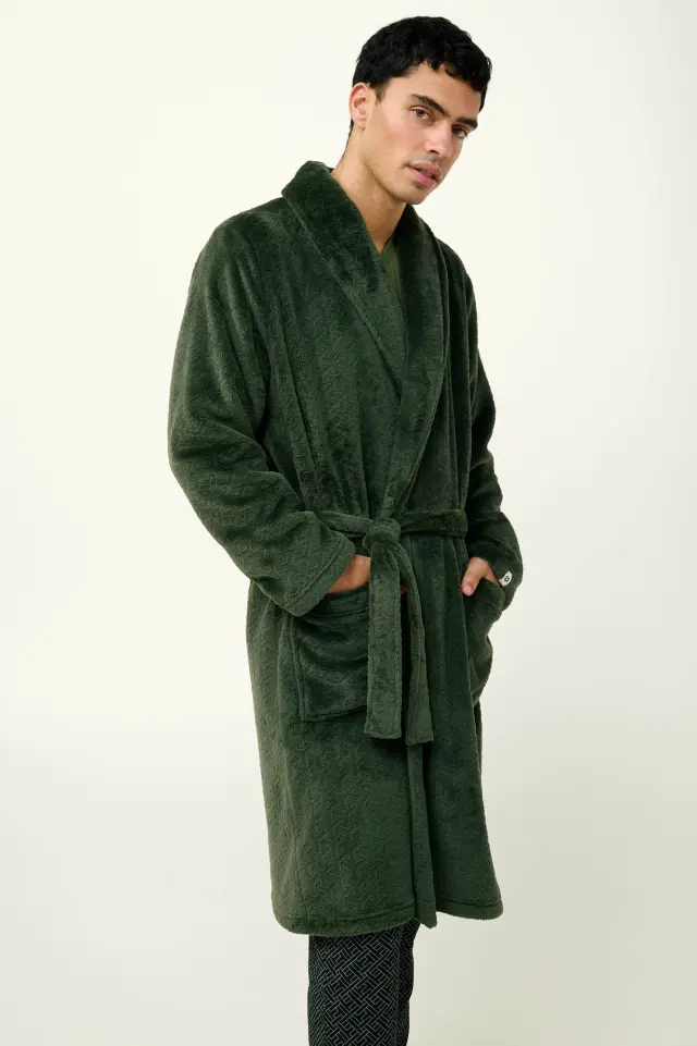 Fleece Μακριά Ανδρική Ρόμπα Vamp 23647 GREEN MOUNTAIN