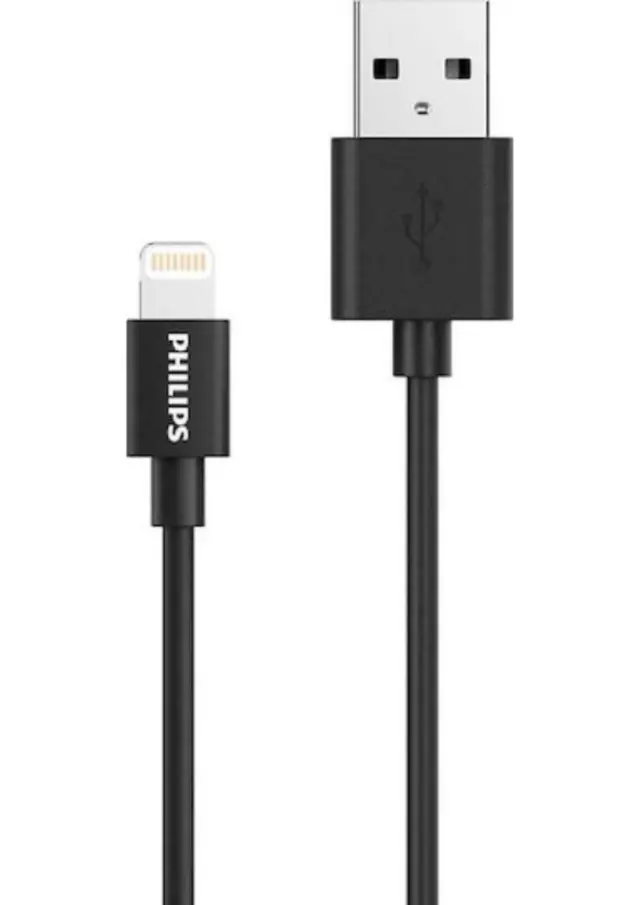 PHILIPS καλώδιο USB σε Lightning DLC3104V-00, 2.4Α, 1.2m, μαύρο 2