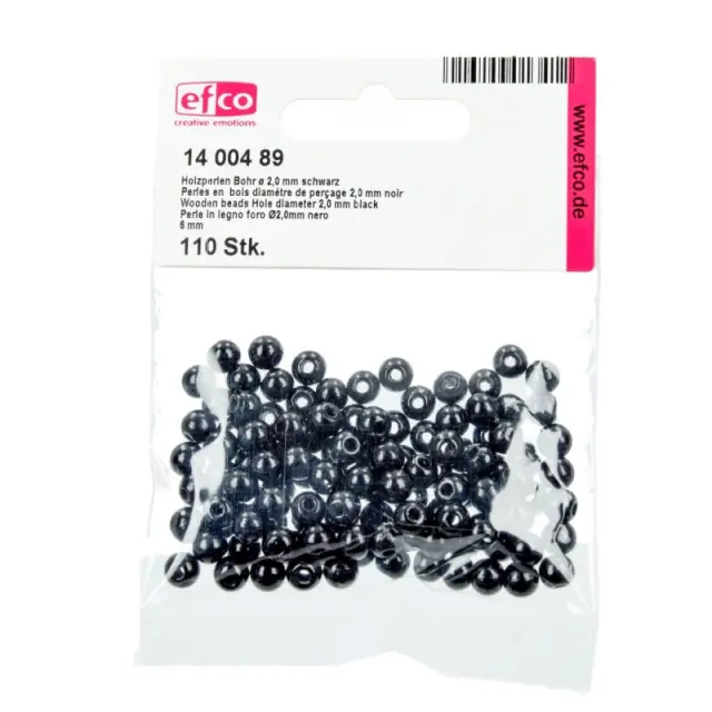 Efco Ξύλινες Χάντρες Ø6mm - Black - 110τεμ