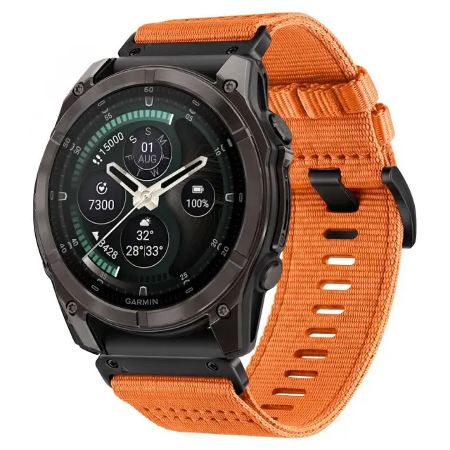 Tech-protect Nylon Classic Garmin Fenix 5 / 6 / 6 Pro / 7 / 8 / 8 Pro / E / 9 / 9 Pro (47 Mm) Signal Orange 2